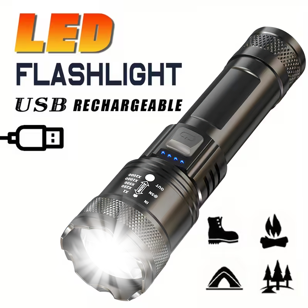 Outdoor Camping Lantern - Super Bright LED Flashlight USB Rechargeable