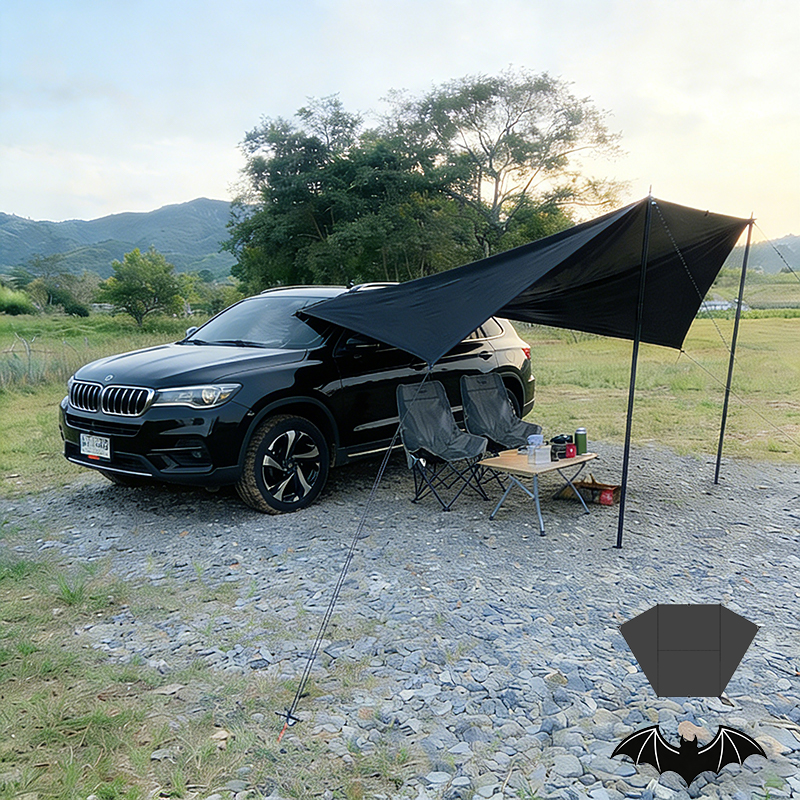 Outdoor Camping Car Tail Tent - Bat Shape Car Side Awning Black