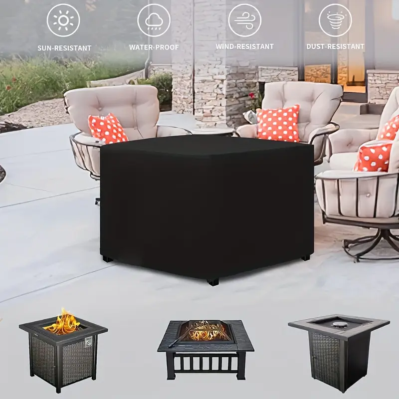 Outdoor Camping Fire Pit - Waterproof Square Fire Pit Cover with