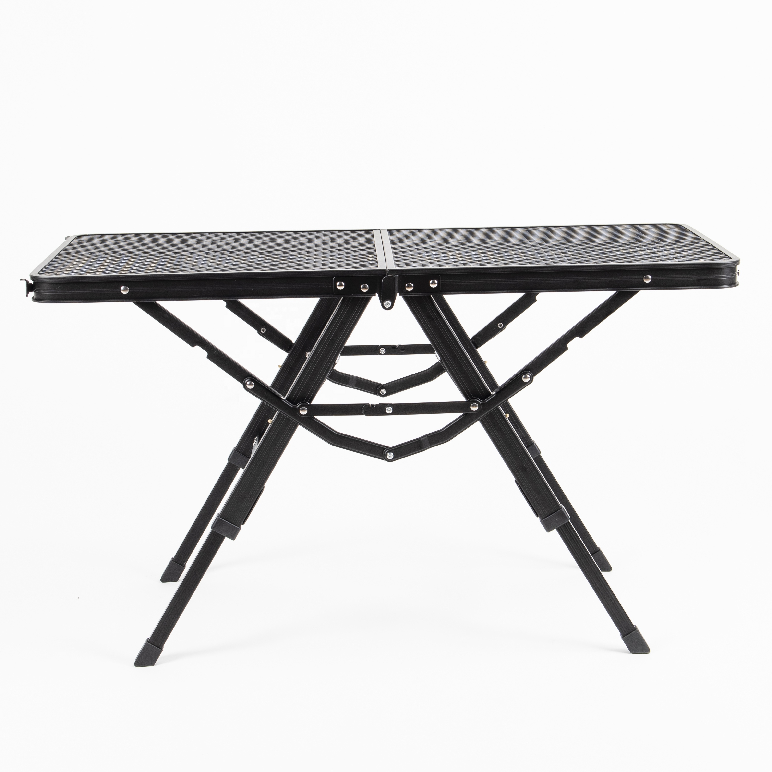 Outdoor Camping Cooking Table - Steel Mesh Folding Camping Table, Adjustable