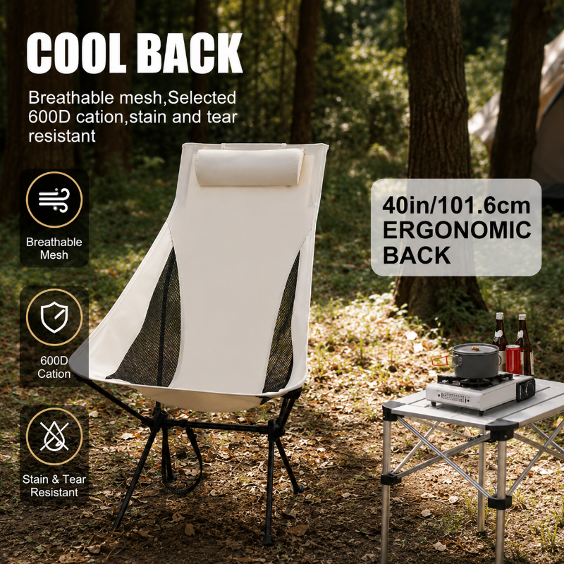 Outdoor Camping Hammock Chair - Portable Folding Camping Chair with Headrest,