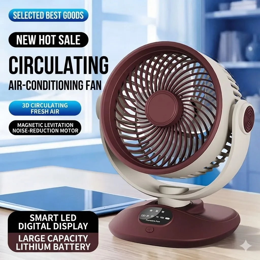 Outdoor Camping Misting Fan - Desktop Fan Rechargeable Turbo Air Circulator