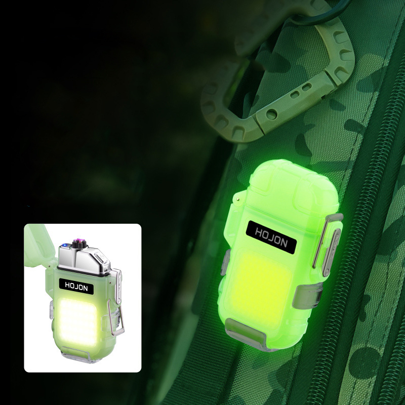 Outdoor Windproof Lighter - Luminous Transparent Waterproof Lighter Plasma Double
