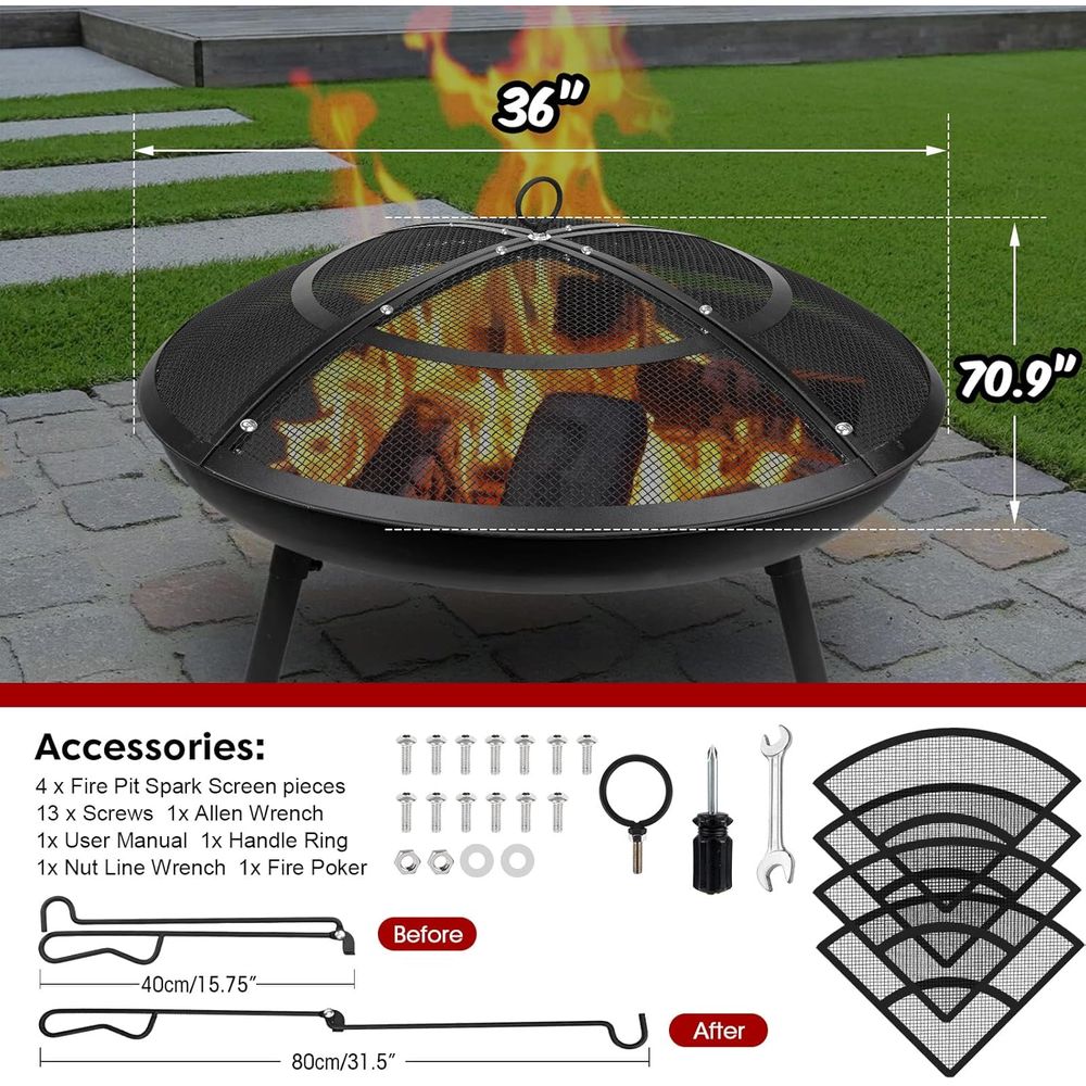 36 Inch Round Mesh Fire Pit Sc - Outdoor Camping Fire Pit recensie en prijs