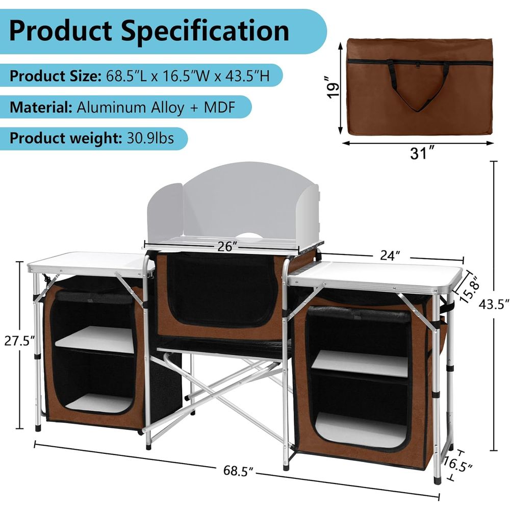 Camping Kitchen Table, Portabl - Outdoor Camping Cooking Table recensie en prijs