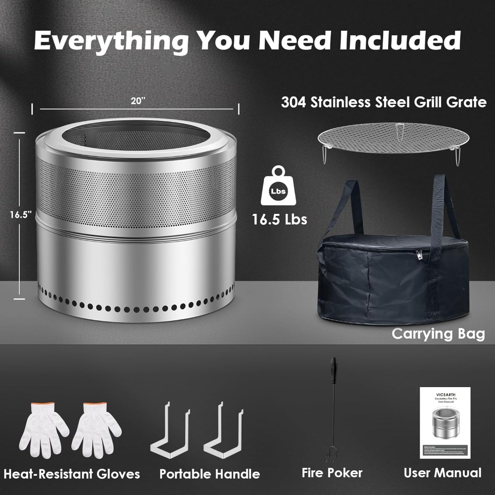 Smokeless Fire Pit Outdoor, 20 - Outdoor Camping Fire Pit recensie en prijs