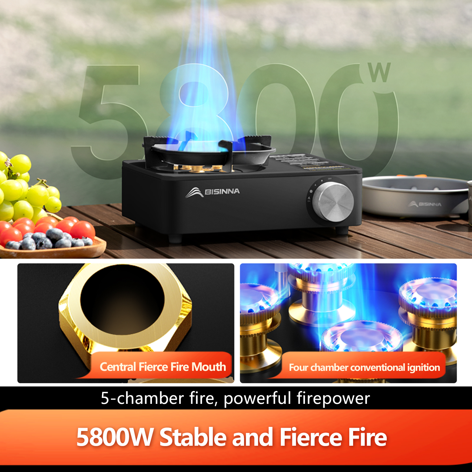 BISINNA Camping Gas Stove 5800 - Outdoor Gas Camping Oven recensie en prijs