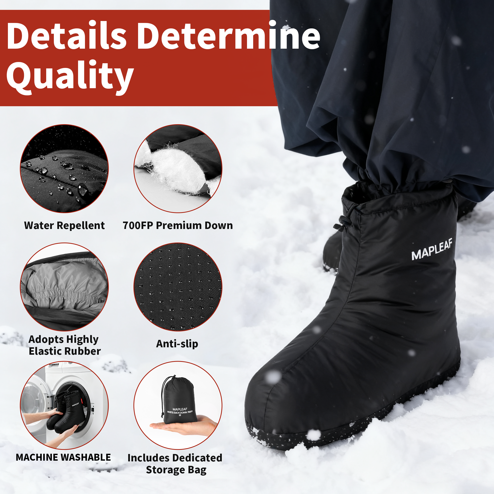 MAPLEAF Down Booties Winter Wa - Outdoor Camping Slippers recensie en prijs