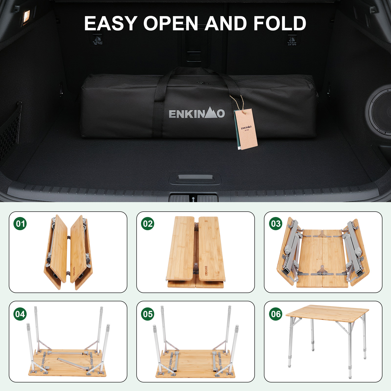 Adjustable Height Folding Bamb - Outdoor Camping Cooking Table recensie en prijs